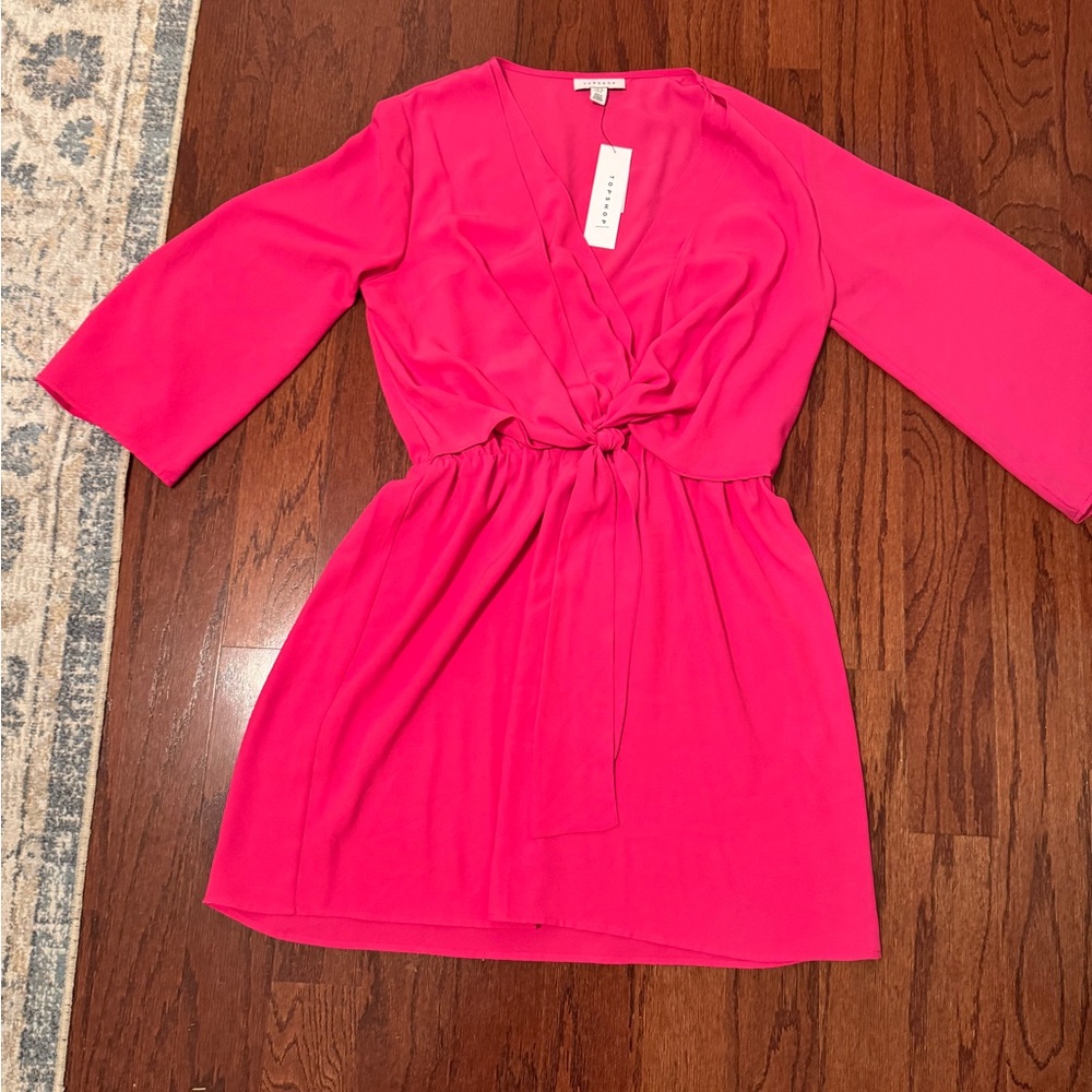 Vibrant Pink Wrap Dress by Topshop NWT